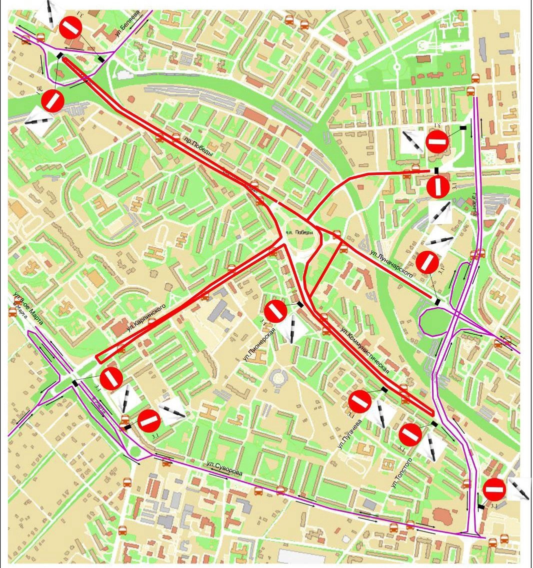 Схема движения в пензе на 9 мая
