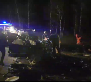 МЧС распространило видео с места аварии в Пензенской области, где погибли пять человек