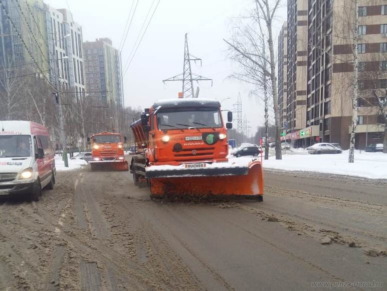 В Пензе со снегопадом борются более 50 спецмашин