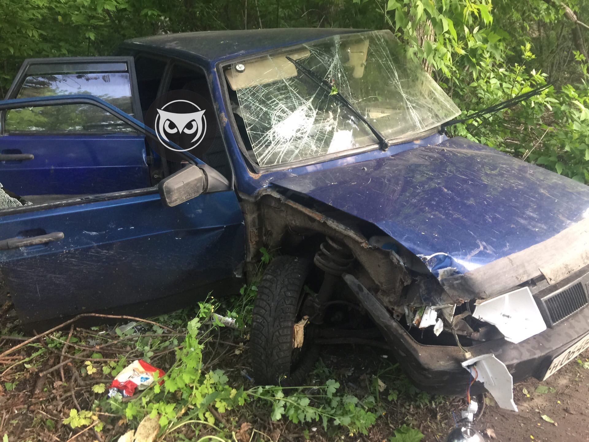 В Пензе водитель легковушки не заметил перекресток и улетел в кусты