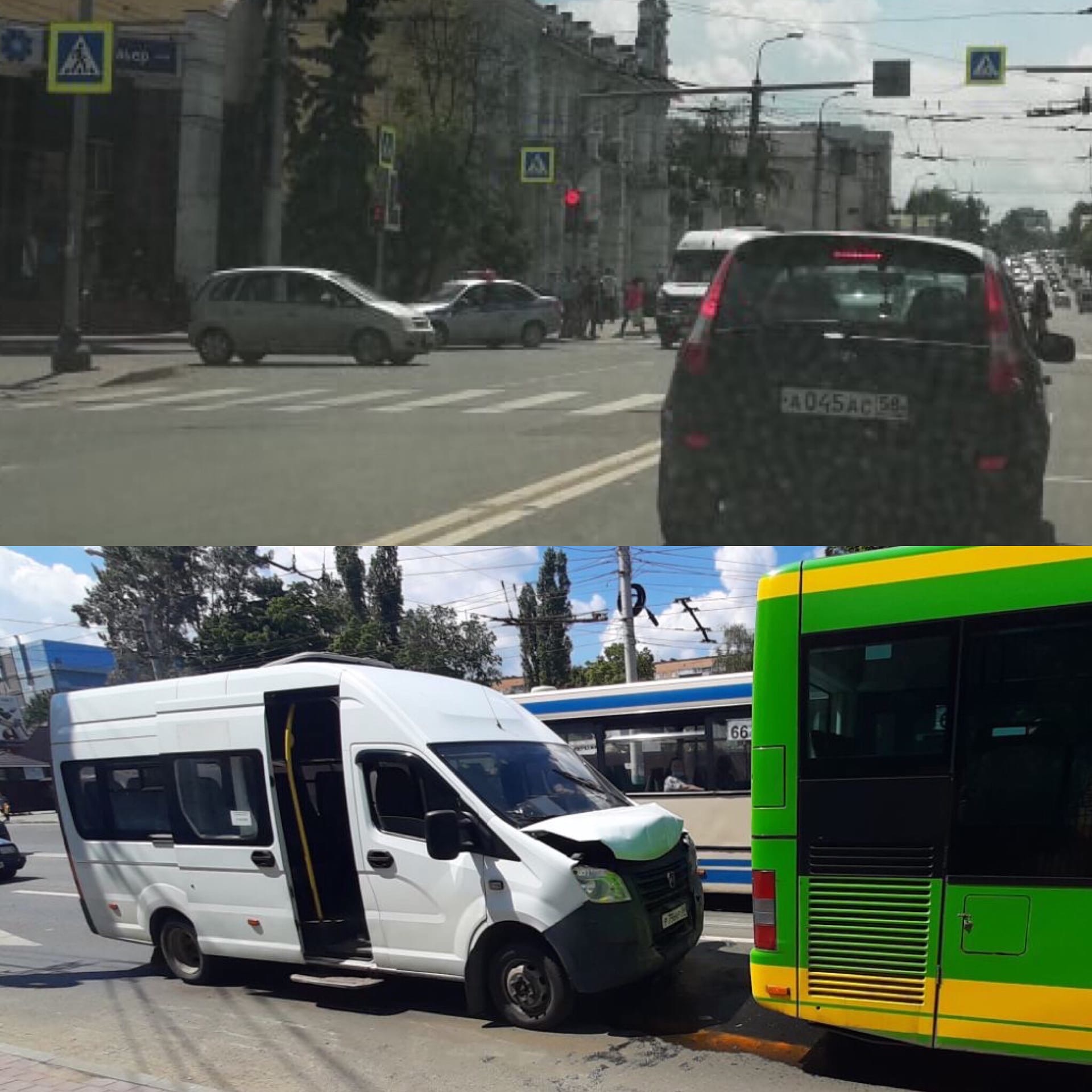 В Пензе пять человек пострадали при столкновении автобуса с маршруткой