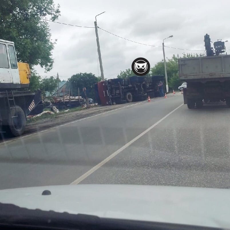 В Пензенской области перевернулся лесовоз