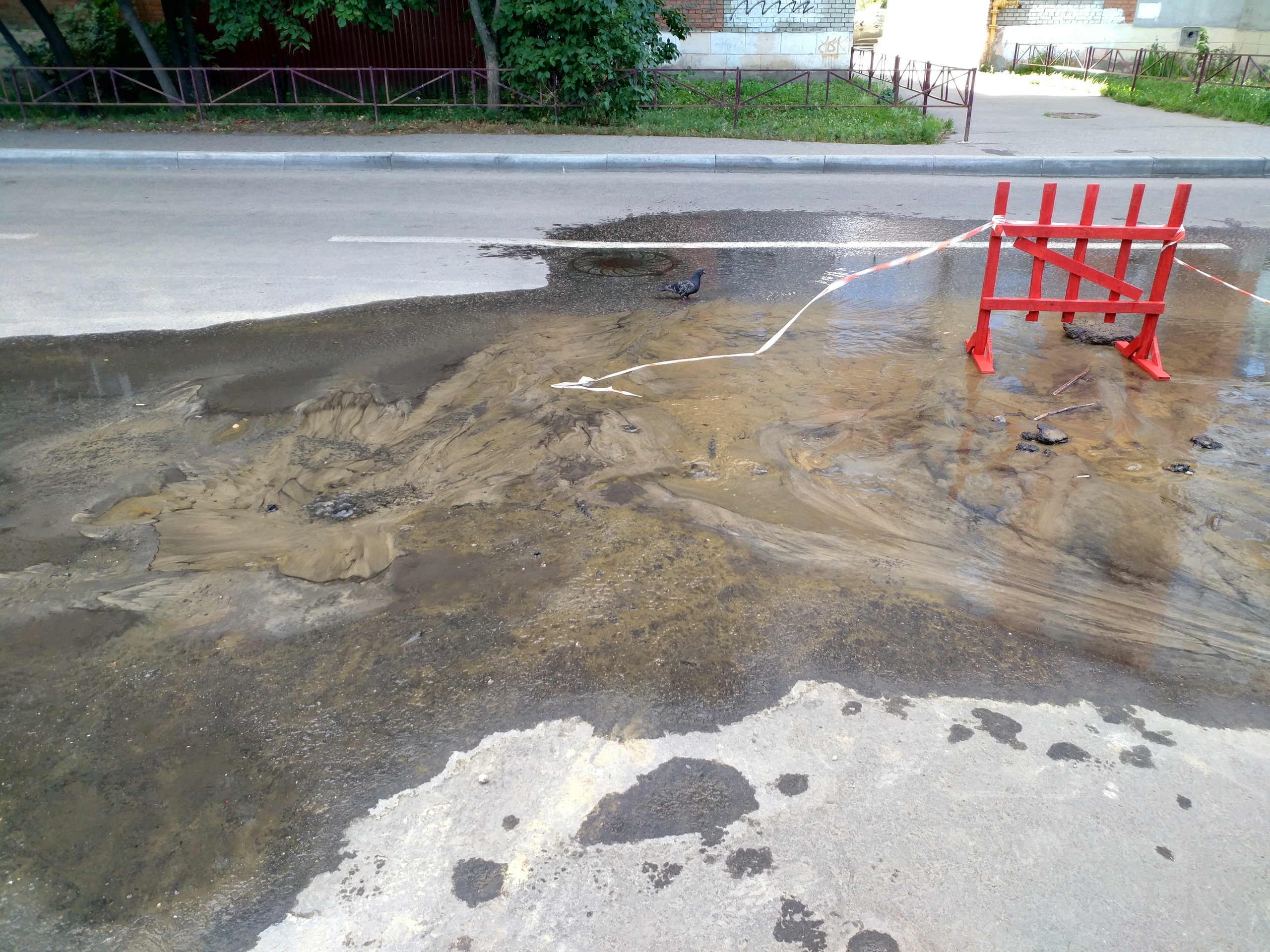 В Пензе улицу двое суток затапливало из прорвавшейся трубы
