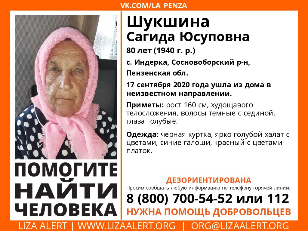 В Пензенской области пропала 80-летняя бабушка