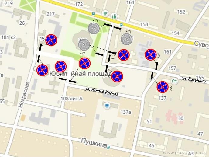 В День знаний в Пензе перекроют движение вокруг Юбилейной площади