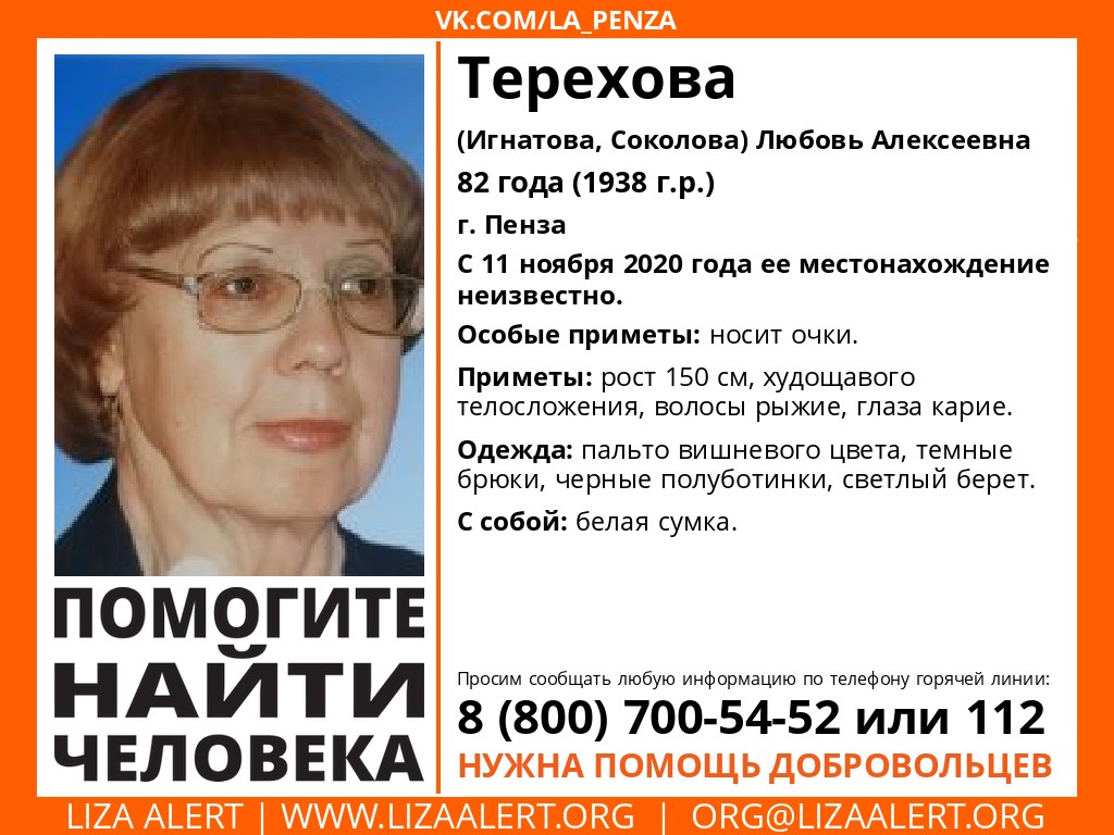 В Пензе разыскивают 82-летнюю пенсионерку