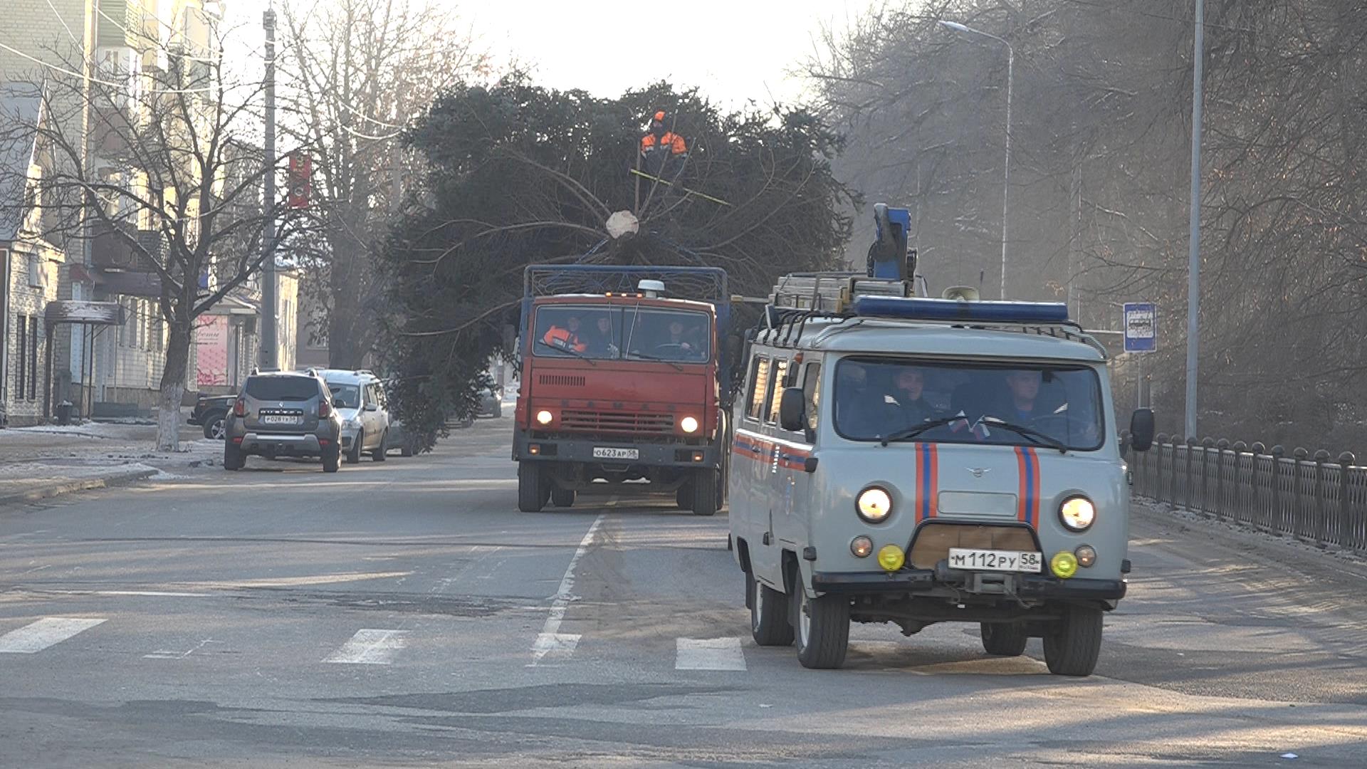 В Кузнецке установили главную елку, подлежащую утилизации