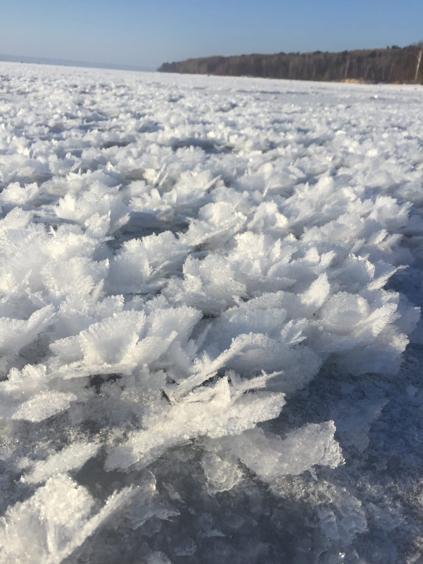 На поверхности пензенского водохранилища образовались кристаллы