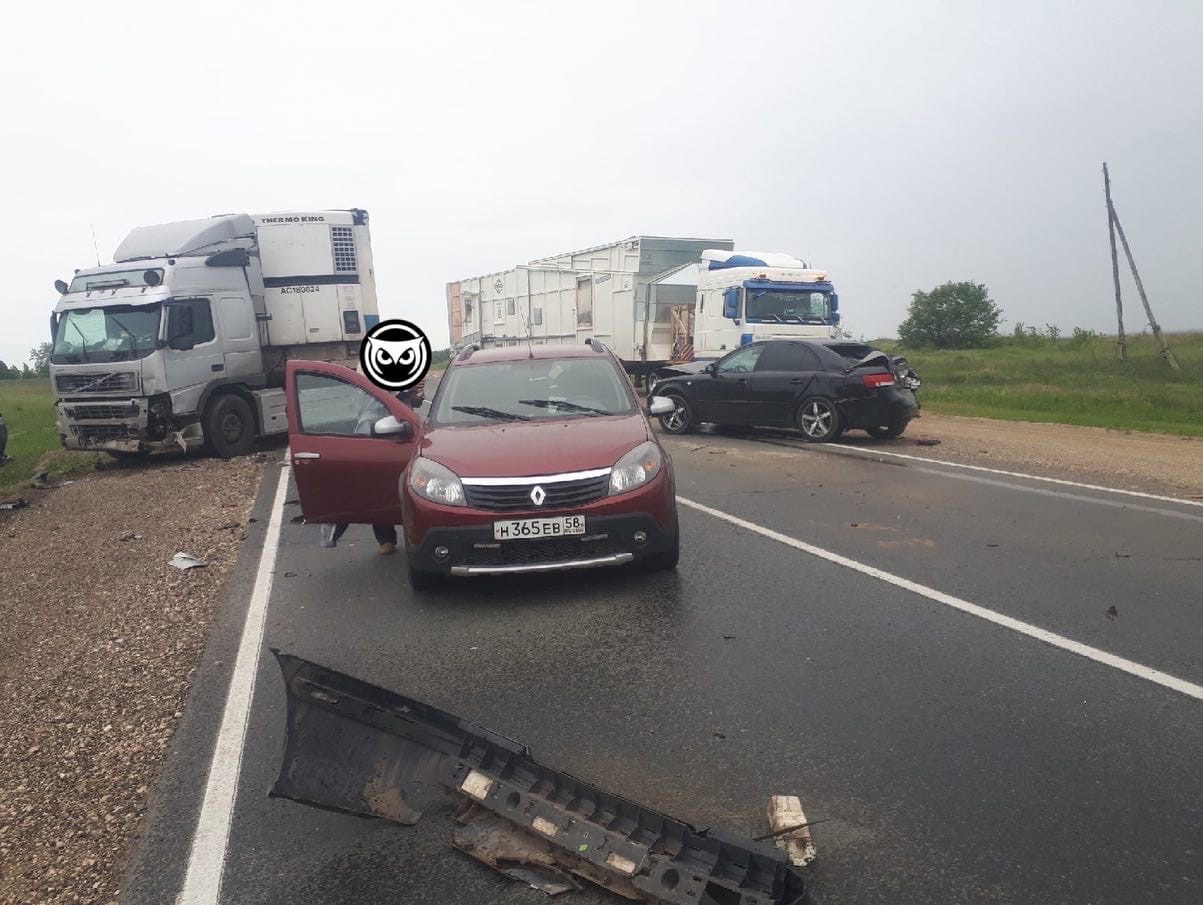 В Пензенской области в жутком ДТП с такси и фурой пострадали маленькие дети и две женщины