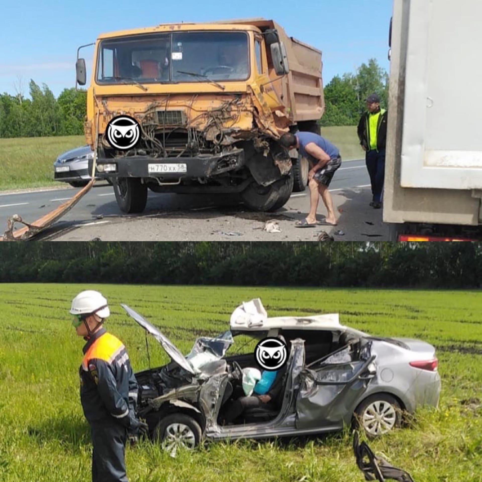 Один погиб, двое ранены: в Пензенской области столкнулись КамАЗ и легковушка