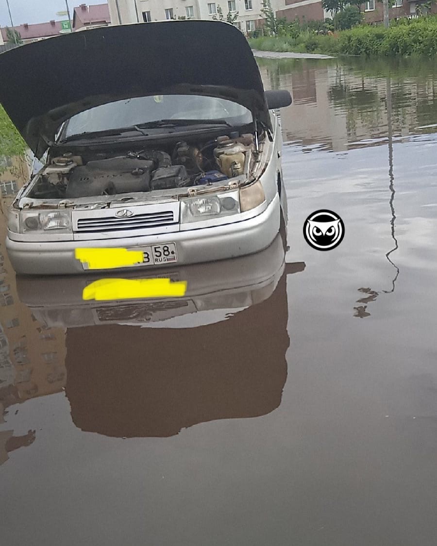 В Пензе на улице Чапаева «утонула» легковушка