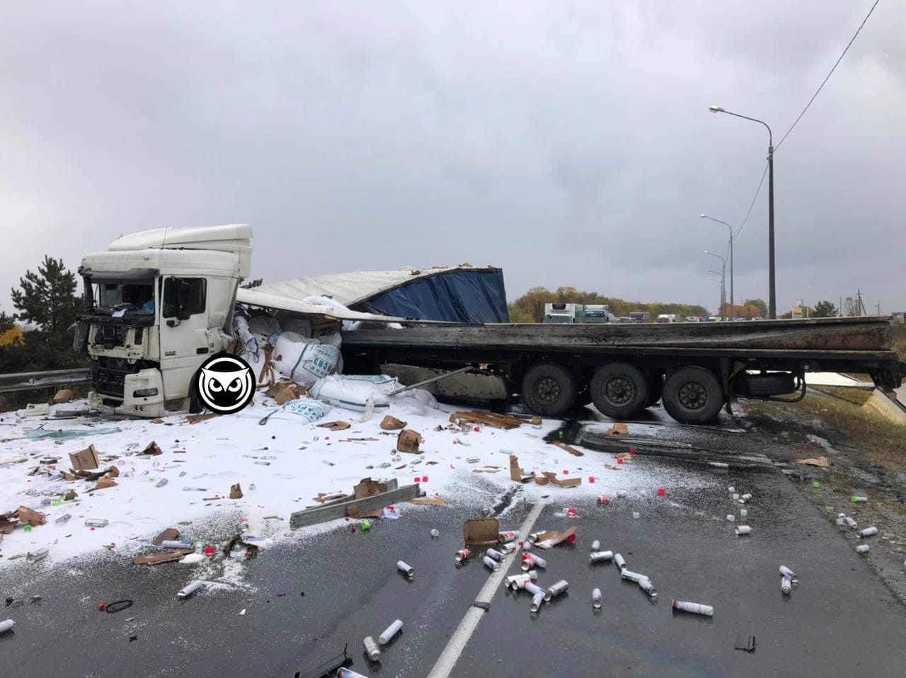 На М-5 в Пензенской области столкнулись три большегрузных автомобиля