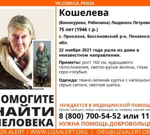 В Бессоновском районе разыскивают 75-летнюю пенсионерку с потерей памяти