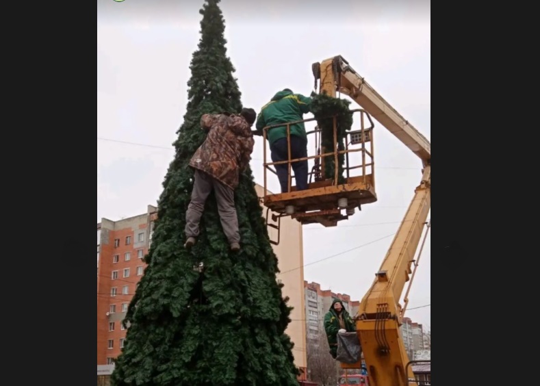 В Арбеково установили праздничную елку и детскую горку