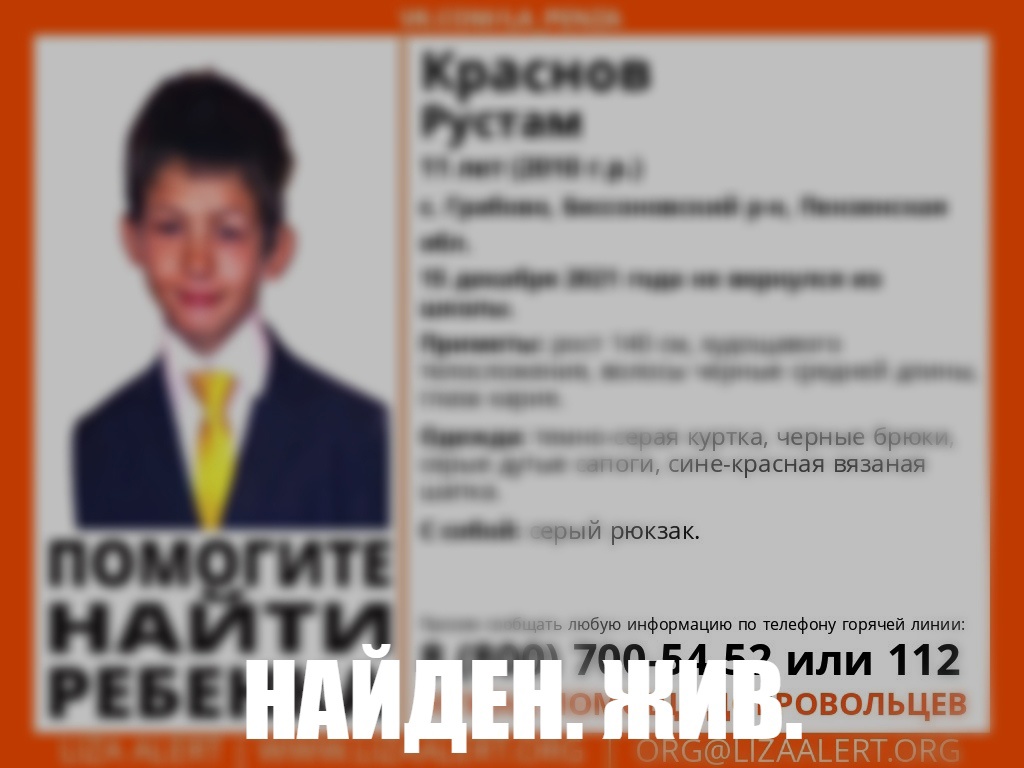 В Пензенской области 11-ленего мальчика нашли спустя сутки