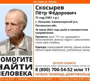 В Пензенской области пропал 71-летнй Петр Скосырев