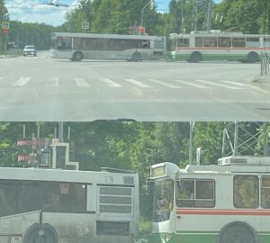 На ул. Мира троллейбус въехал в автобус