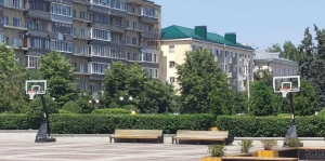 В Пензе на Юбилейной площади установили мобильные баскетбольные стойки