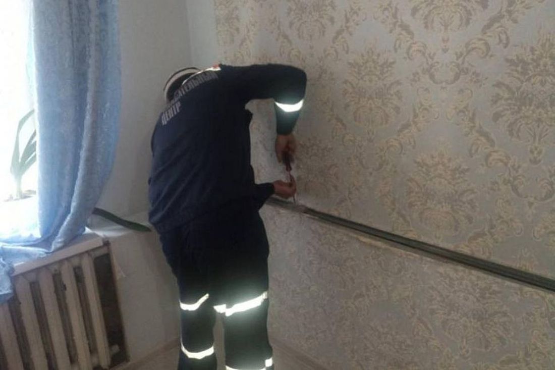 В Пензе спасатели достали котенка из-за фальшстены