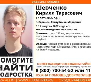 Пензенцев просят посодействовать в розыске 17-летнего юноши из Саранска