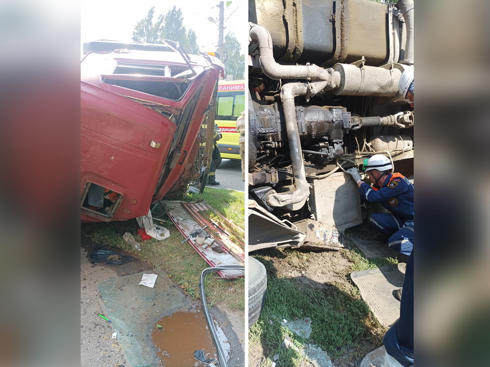 В Пензе спасатели обследовали место ДТП с «КамАЗом» на предмет возможных пострадавших