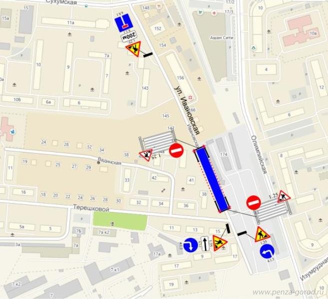 В Пензе временно запретят движение по улице Ивановской