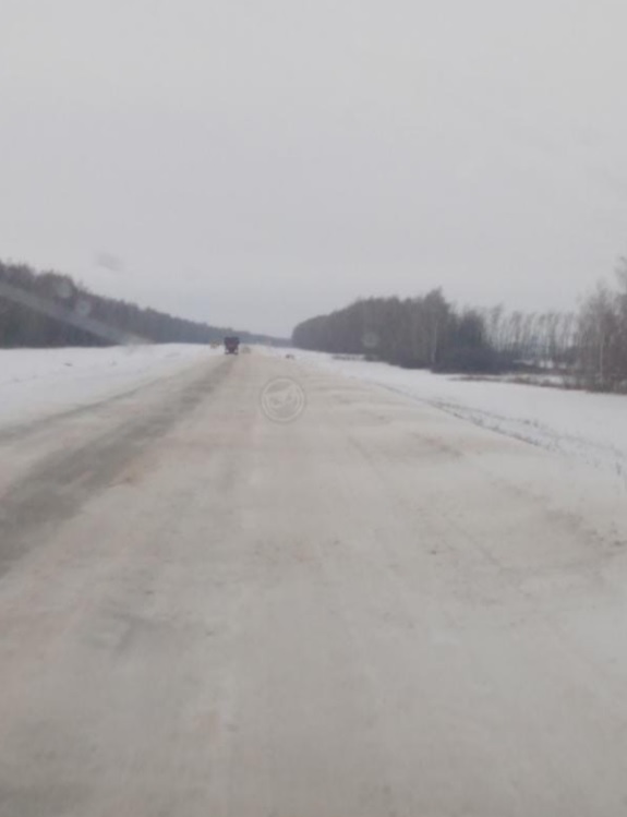 В Белинском районе обледеневшую трассу замело снегом