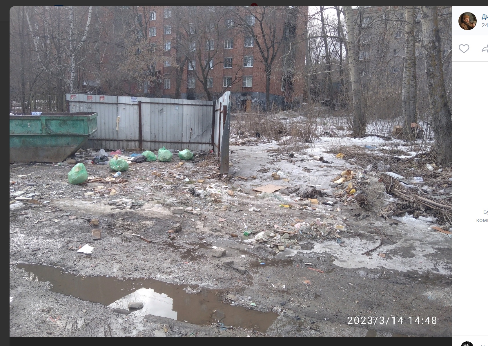 Пензенцы заявили о попадании отходов с контейнерной площадки в Безымянный ручей