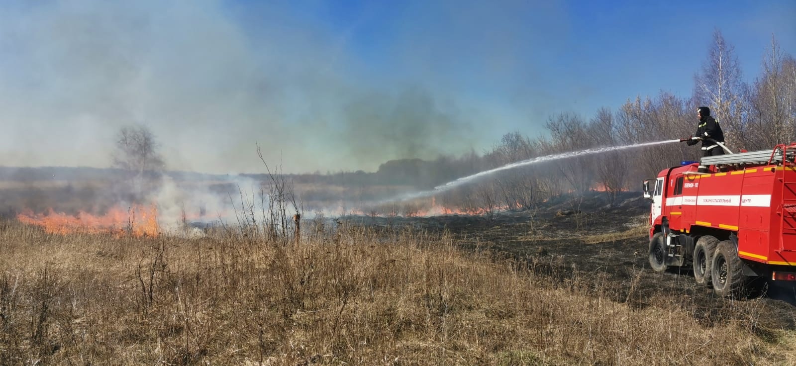 Под Пензой горящую траву тушили на площади 3 гектара