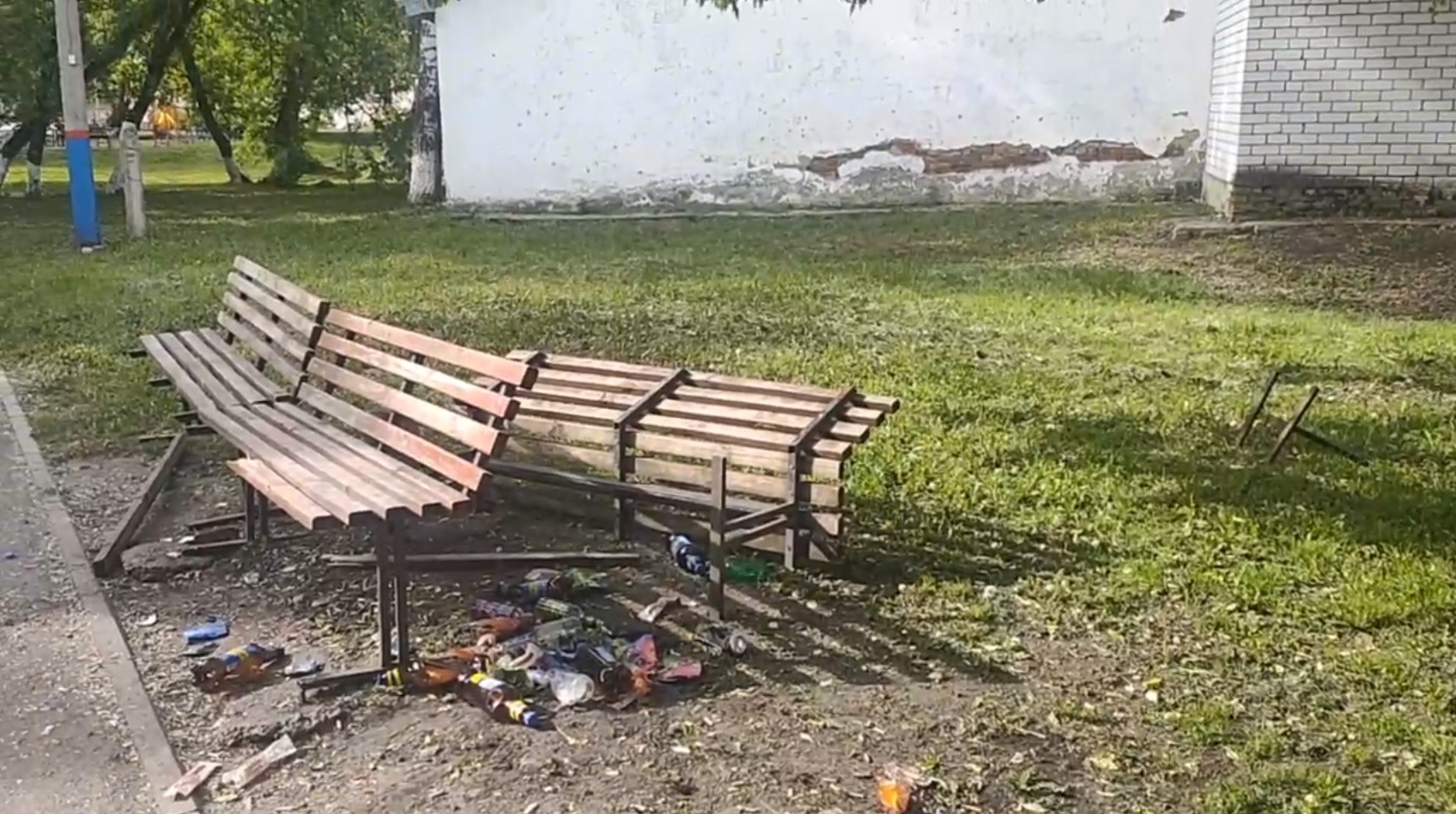 В Пензенской области разыскивают вандалов сломавших скамейки в парке