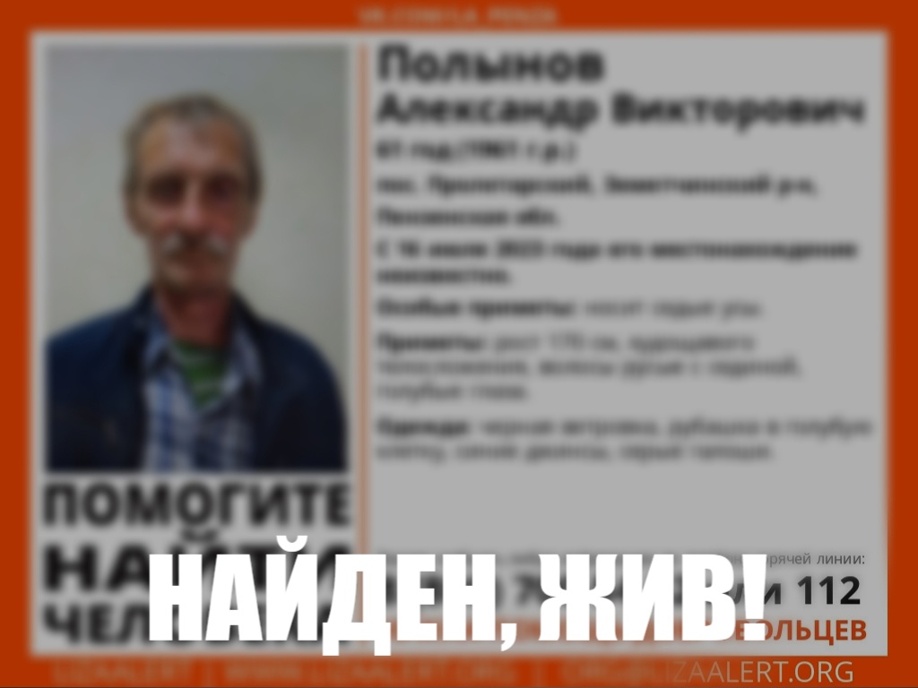 В Пензенской области пропавшего пенсионера с седыми усами нашли живым