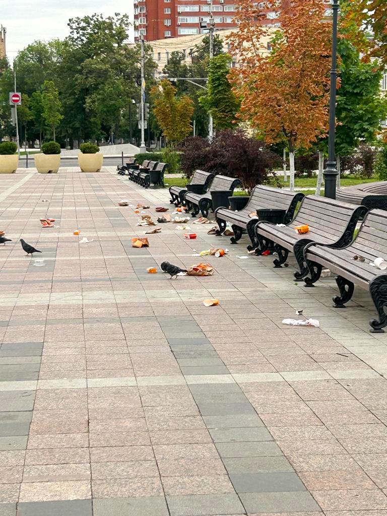 Пензенцев призывают меньше мусорить на площади Ленина