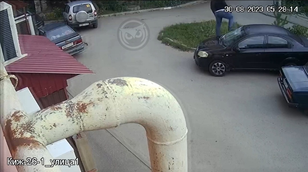 В Пензе на видео попал мужчина разбивающий ногами лобовое стекло машины