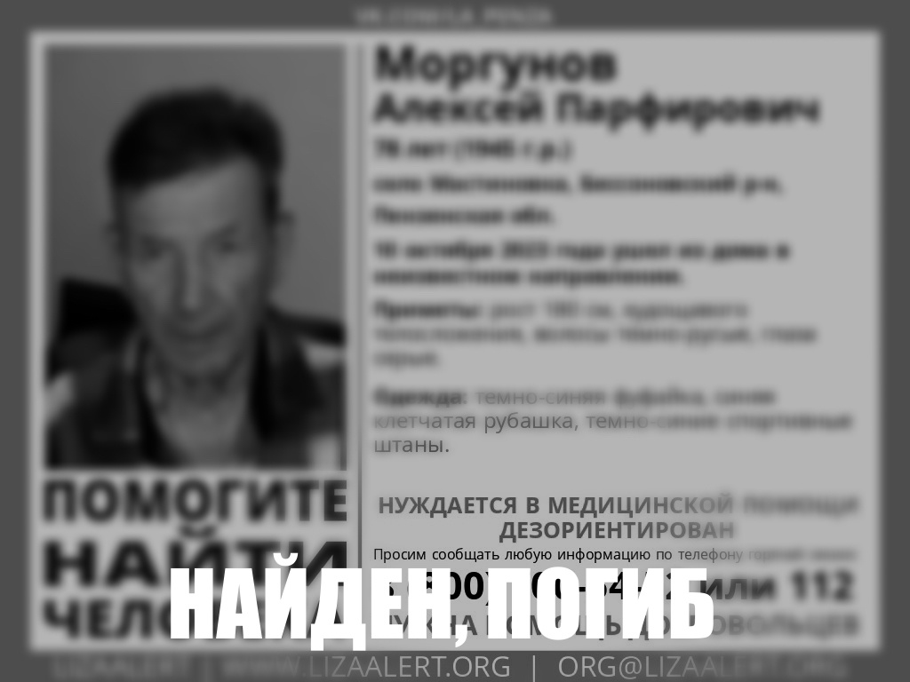 В Бессоновском районе пропавшего пенсионера нашли мертвым