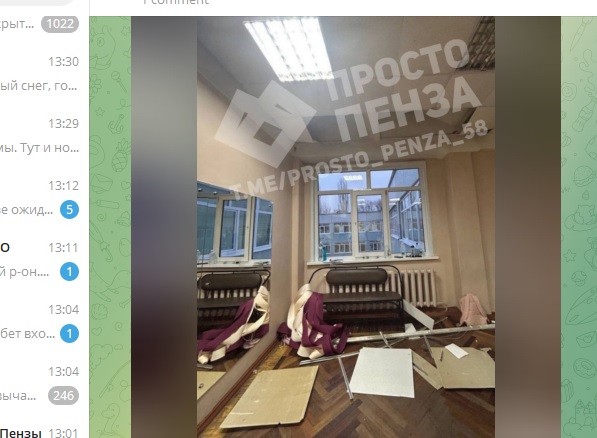 В новой пензенской школе обвалился потолок