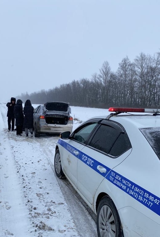 Пензенские инспекторы ГИБДД помогли автоледи, застрявшей на трассе