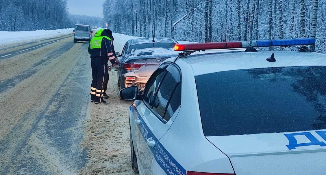 Пензенские инспекторы ГИБДД помогли тренеру довезти подопечных на соревнования