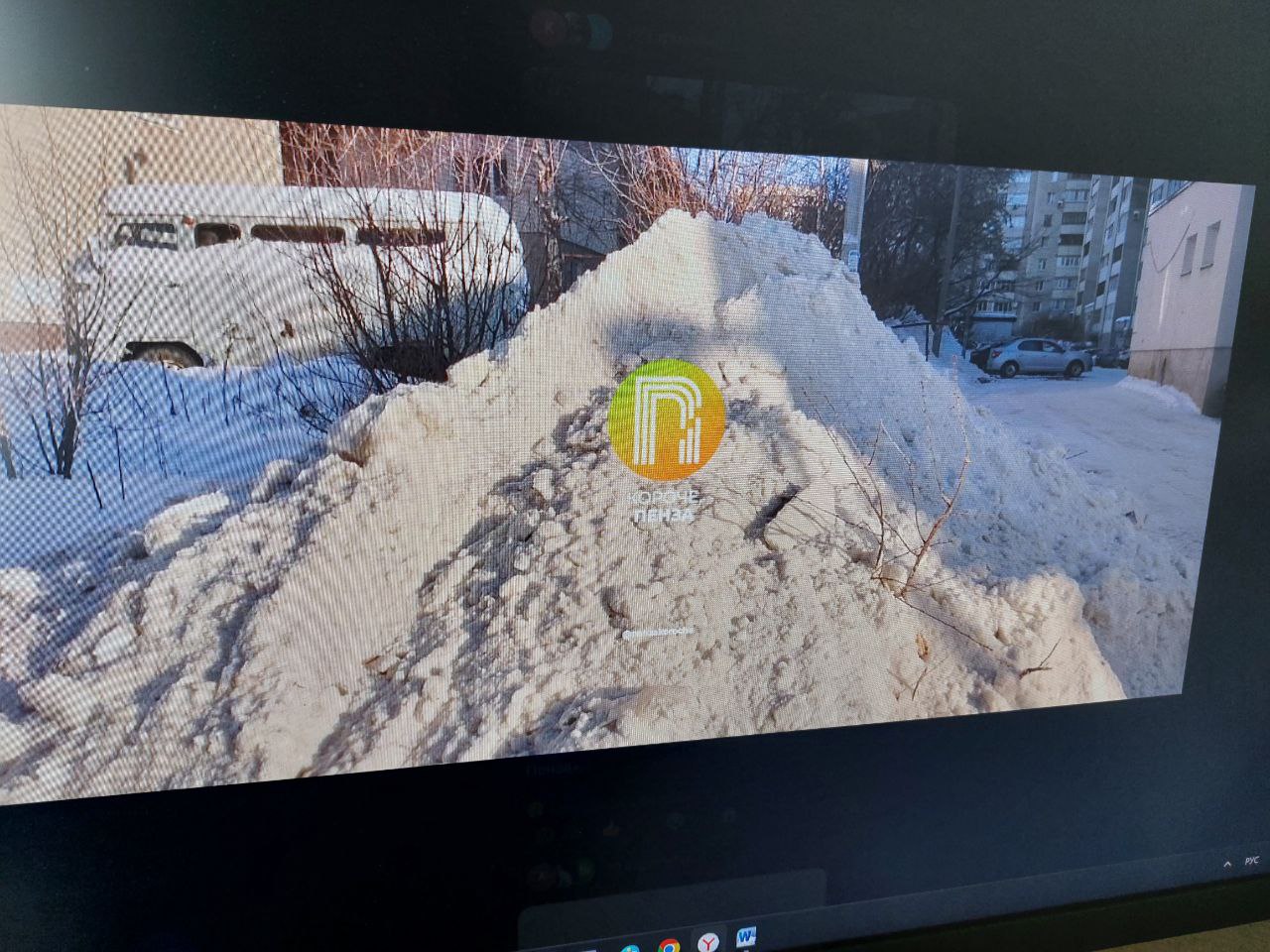 В Пензе коммунальщики завалили снегом молодые деревья