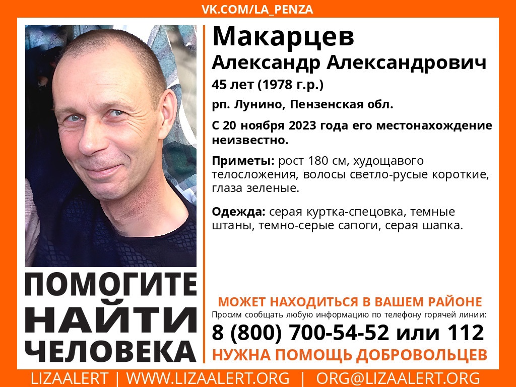 В Лунинском районе пропал мужчина в куртке-спецовке