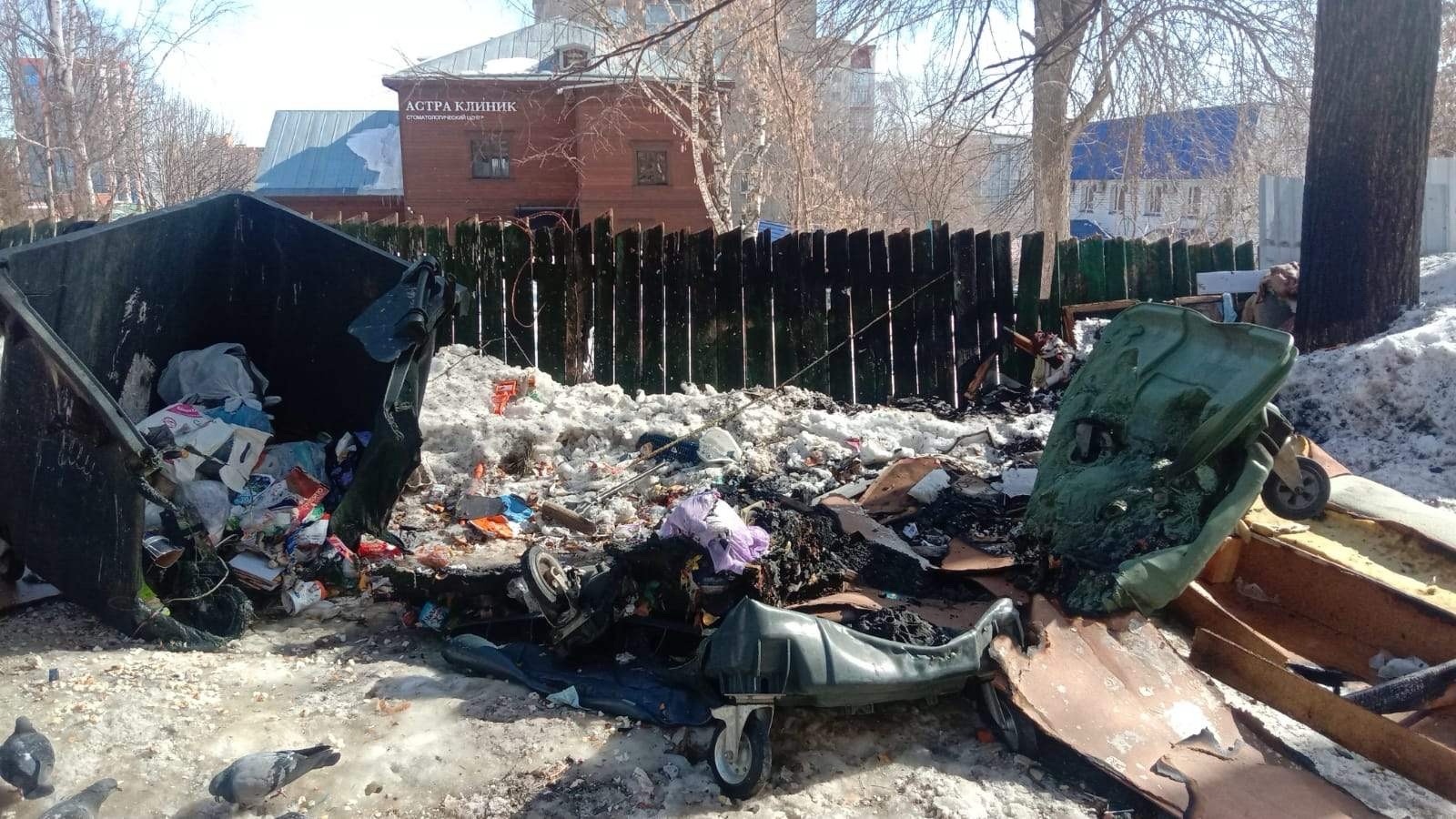 Безответственность пензенцев уничтожила 15 мусорных евроконтейнеров