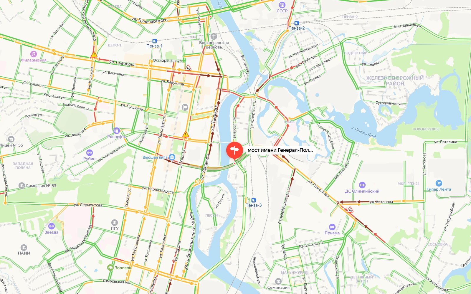 В полиции рассказали, почему в Пензе перекрыли мост Капашина