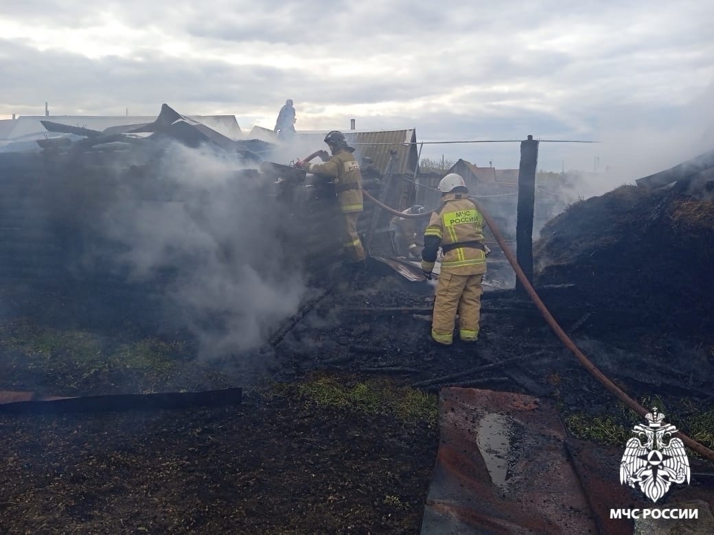В Неверкинском районе огонь уничтожил постройки на частной земле