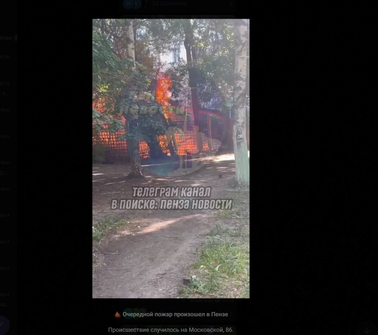 11 июня в центре Пензы пожарные тушили горящий пух