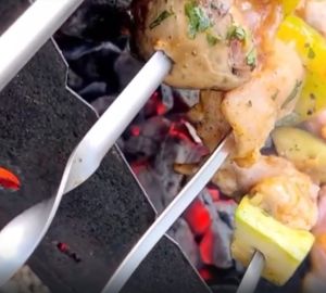 Куриный шашлык с овощами на скорую руку