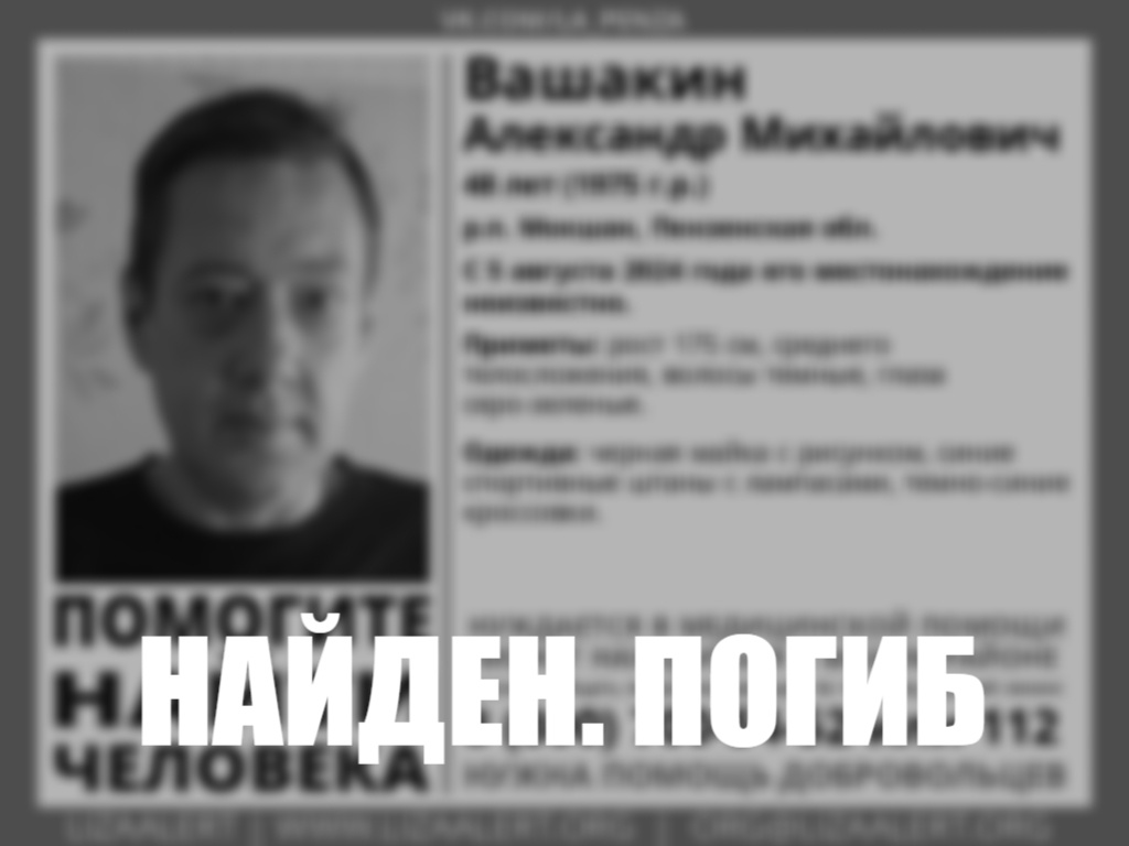Пропавшего 5 августа в Мокшане мужчину нашли мертвым