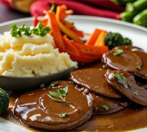 Тушеная говяжья печень к сладкому гарниру из батата