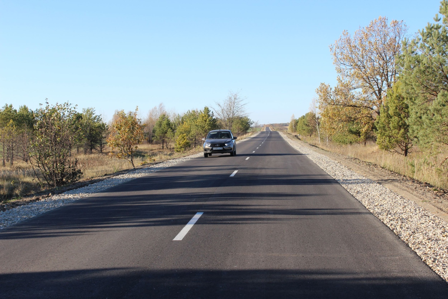 В Пензенской области обновили дорогу между селами Верхняя Елюзань и Трескино