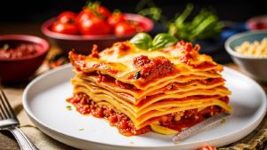 Ароматная лазанья с соусом Бешамель и Болоньезе