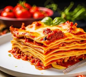 Ароматная лазанья с соусом Бешамель и Болоньезе
