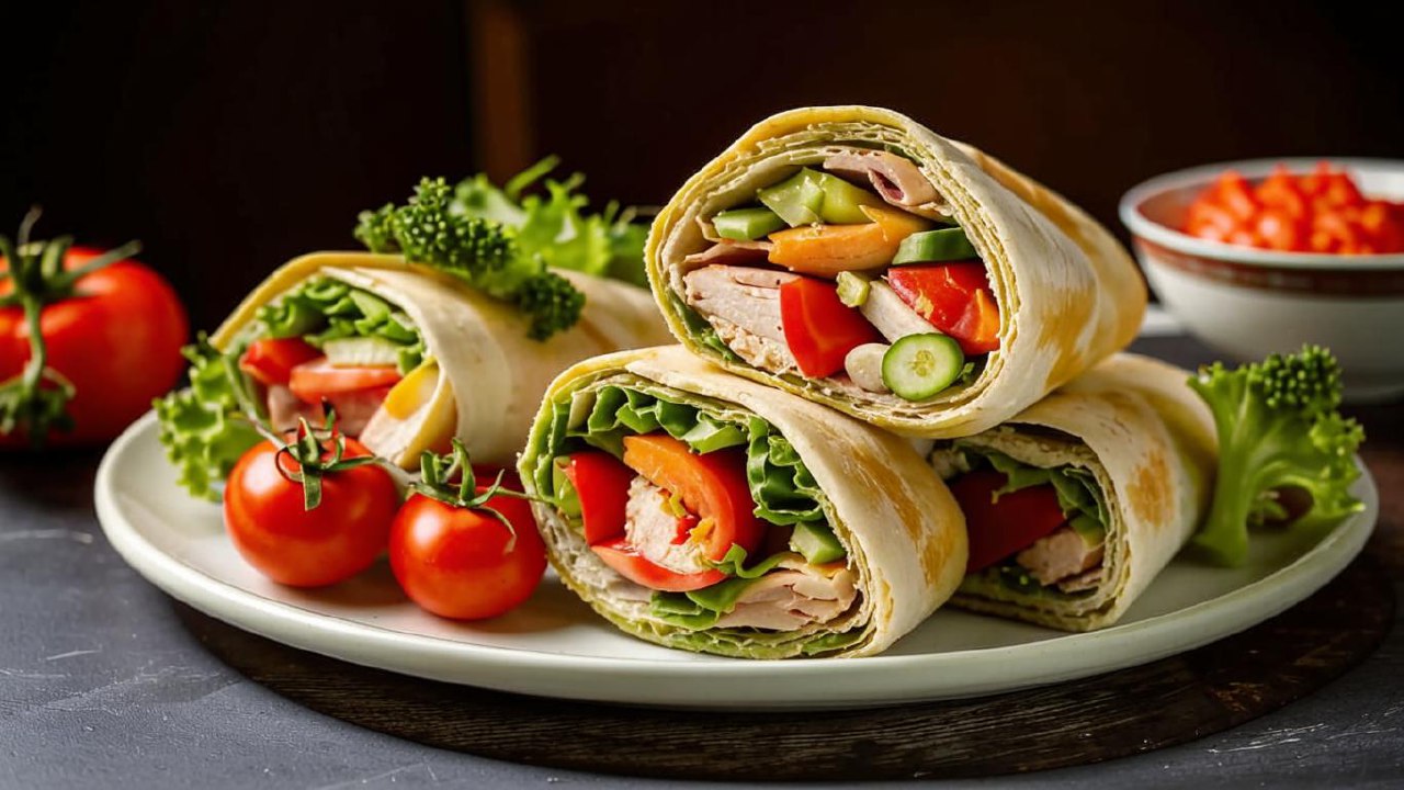 Куриные грудки в лаваше с овощами